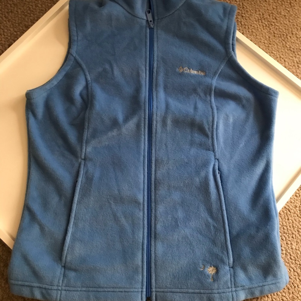 Columbia fleece vest light blue size medium.